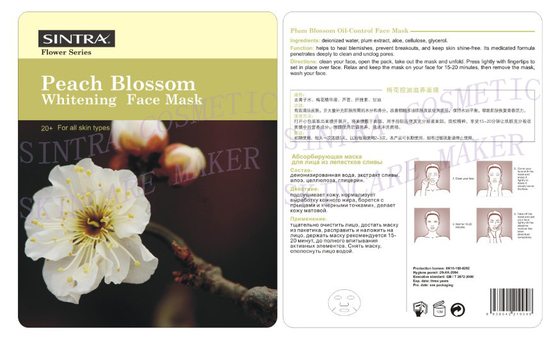 Seda del flor del melocotón que hidrata la máscara facial para blanquear la cara HL-01
