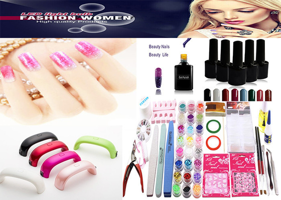 El mini gel del clavo del vatio 6pcs de los equipos 9 de la lámpara del clavo del LED y DIY Manicure las herramientas del arte del clavo