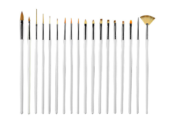 Cosmético cepillos planos del arte del clavo de 18 pedazos para el maquillaje/el cepillo de la fan del arte del clavo