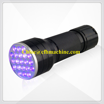 Antorcha ultravioleta negra/azul de la lámpara de la linterna del aluminio 395NM Blacklight 21 LED del color