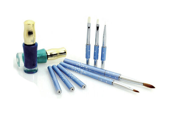 Sistema de cepillos del arte del clavo del pelo del Sable de Kolinsky, cepillo del aplicador del esmalte de uñas